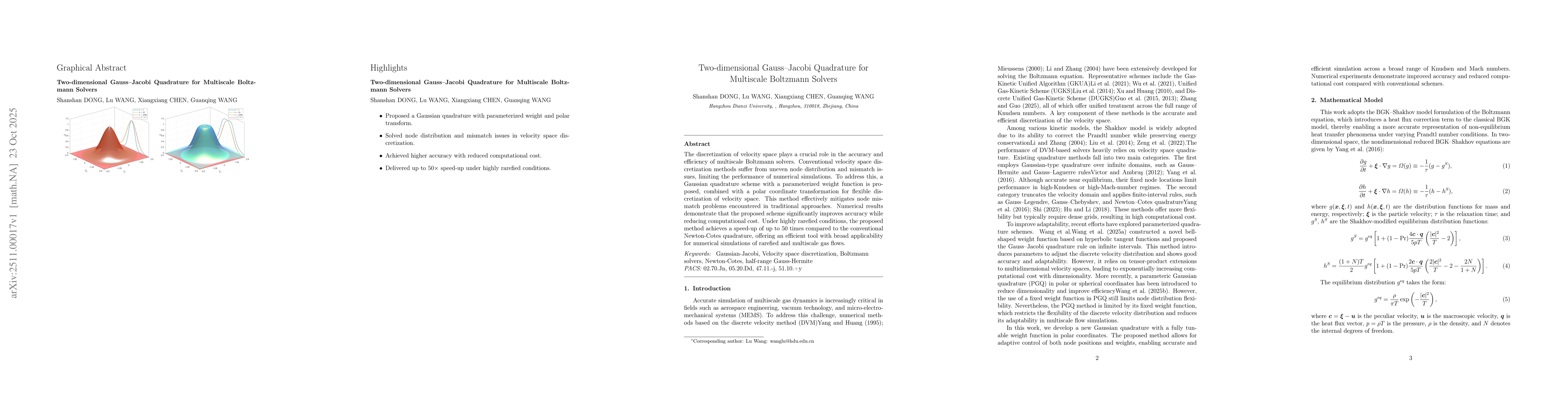 Thumbnail for Two-dimensional Gauss--Jacobi Quadrature for Multiscale Boltzmann Solvers