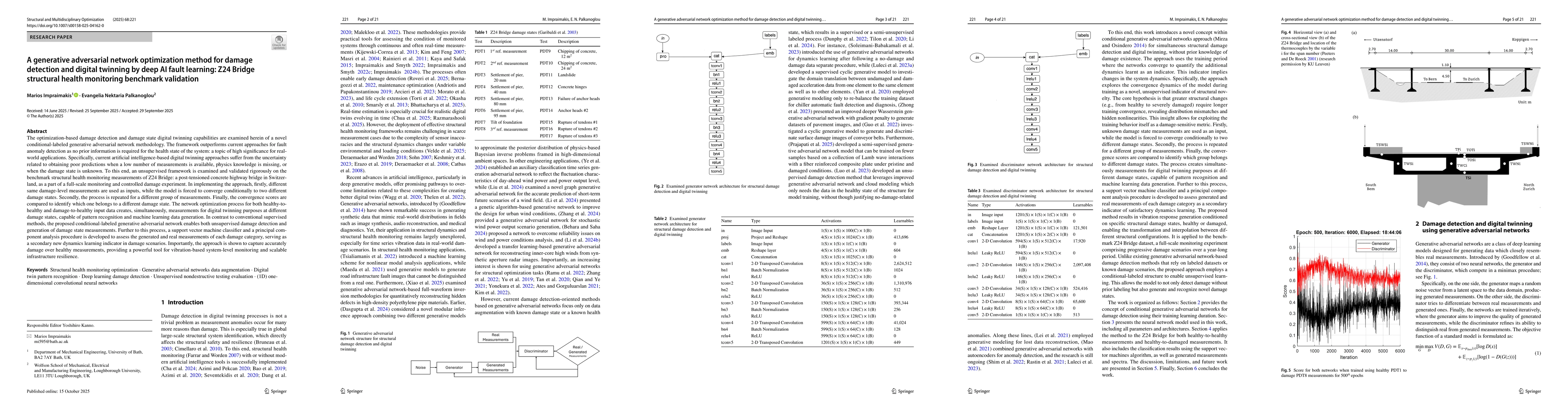 Thumbnail for A generative adversarial network optimization method for damage detection and digital twinning by deep AI fault learning: Z24 Bridge structural health monitoring benchmark validation
