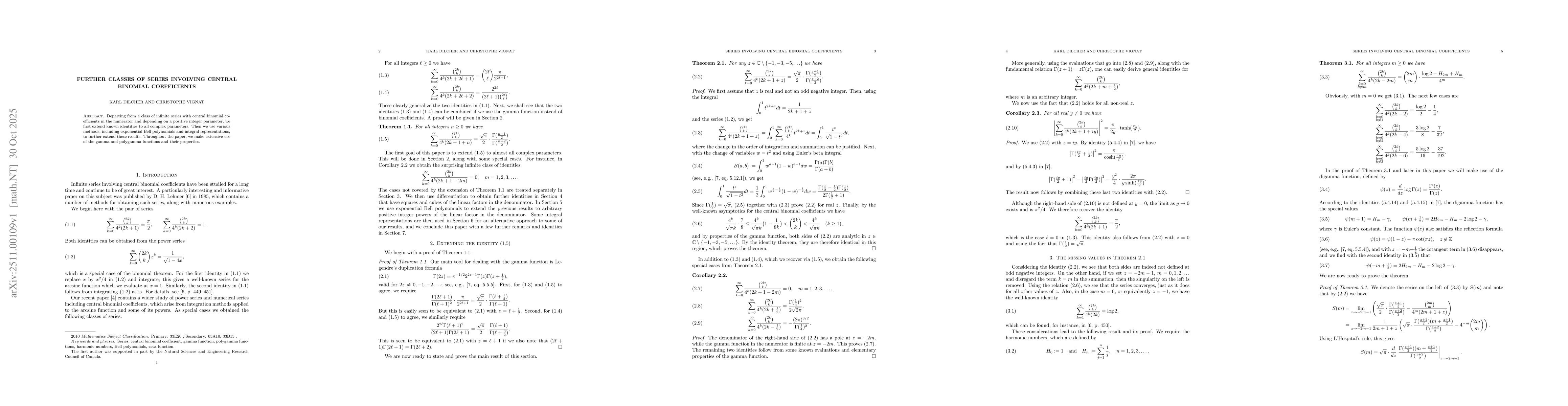Thumbnail for Further Classes of Series Involving Central Binomial Coefficients