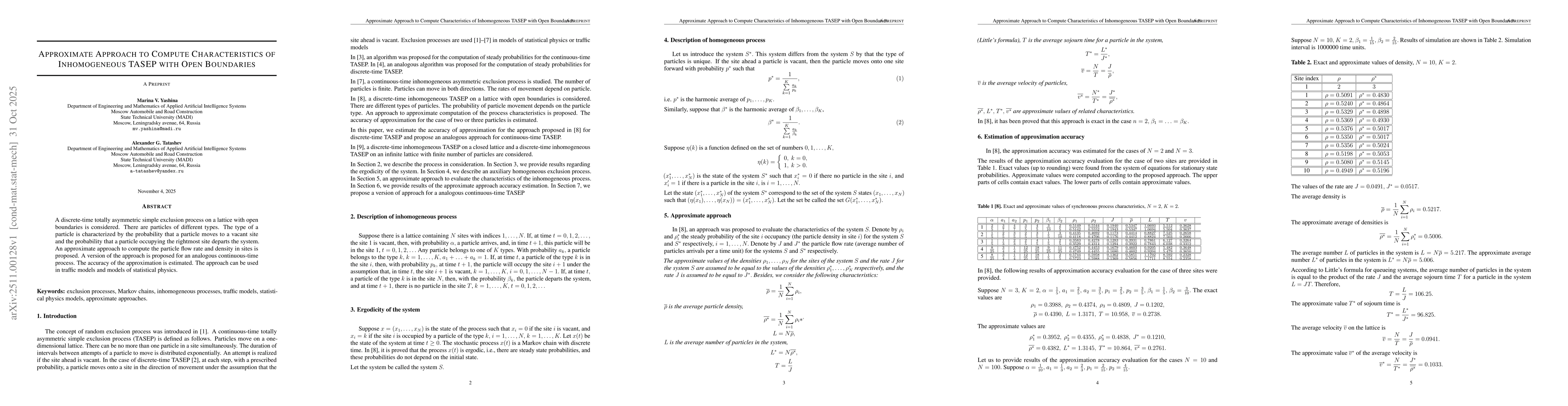 Thumbnail for Approximate Approach to Compute Characteristics of Inhomogeneous TASEP with Open Boundaries