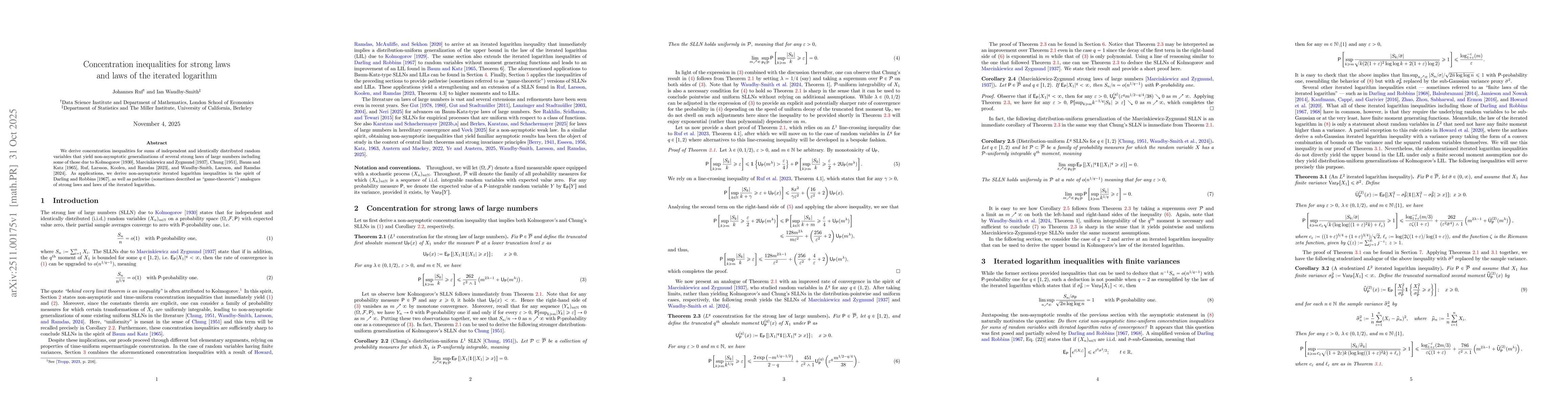 Thumbnail for Concentration inequalities for strong laws and laws of the iterated logarithm