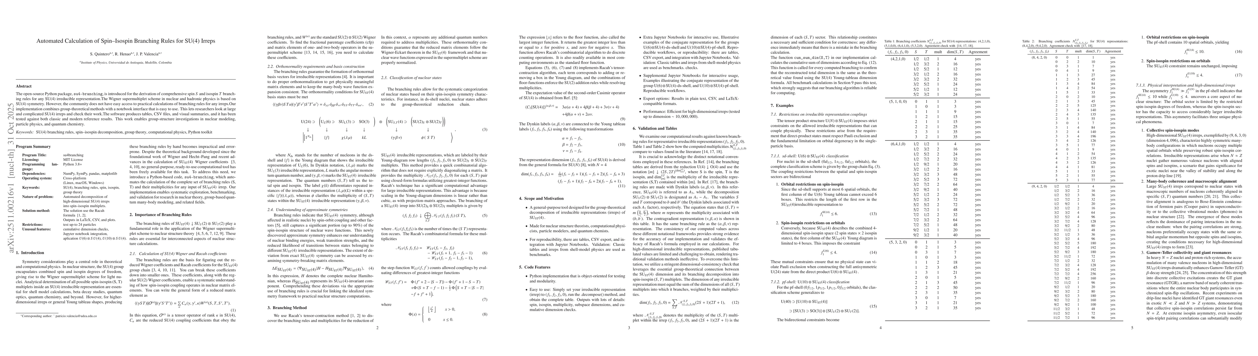 Thumbnail for Automated calculation of spin, isospin branching rules for su(4) irreps
