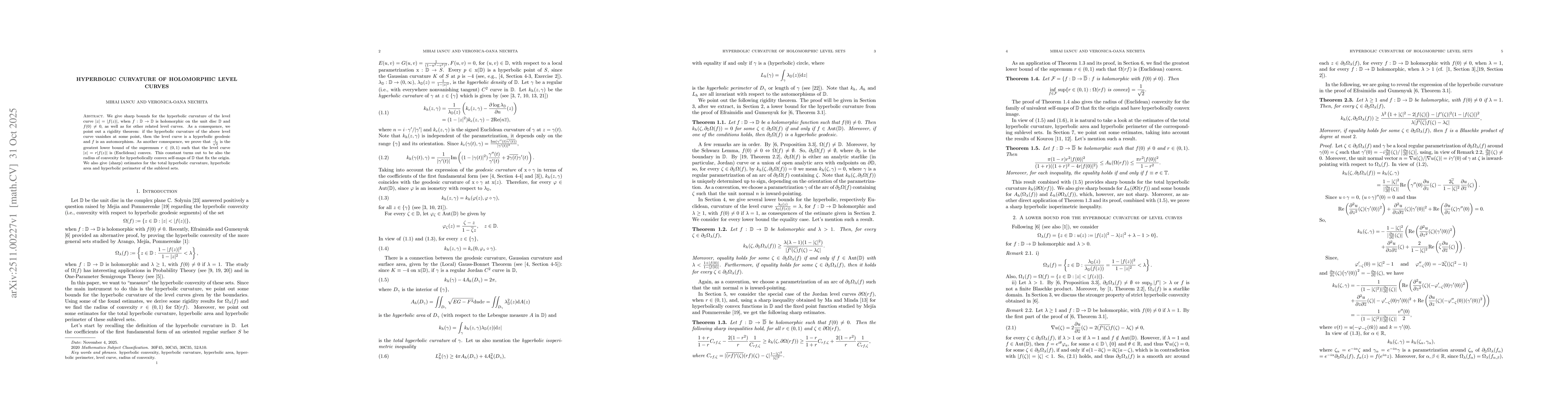 Thumbnail for Hyperbolic curvature of holomorphic level curves