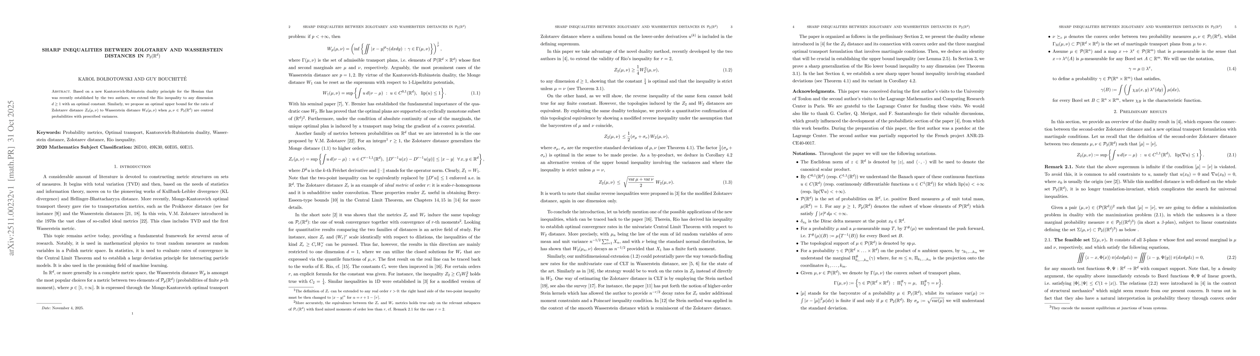 Thumbnail for Sharp inequalities between Zolotarev and Wasserstein distances in $\mathrm{P}_2(\mathbb{R}^d)$