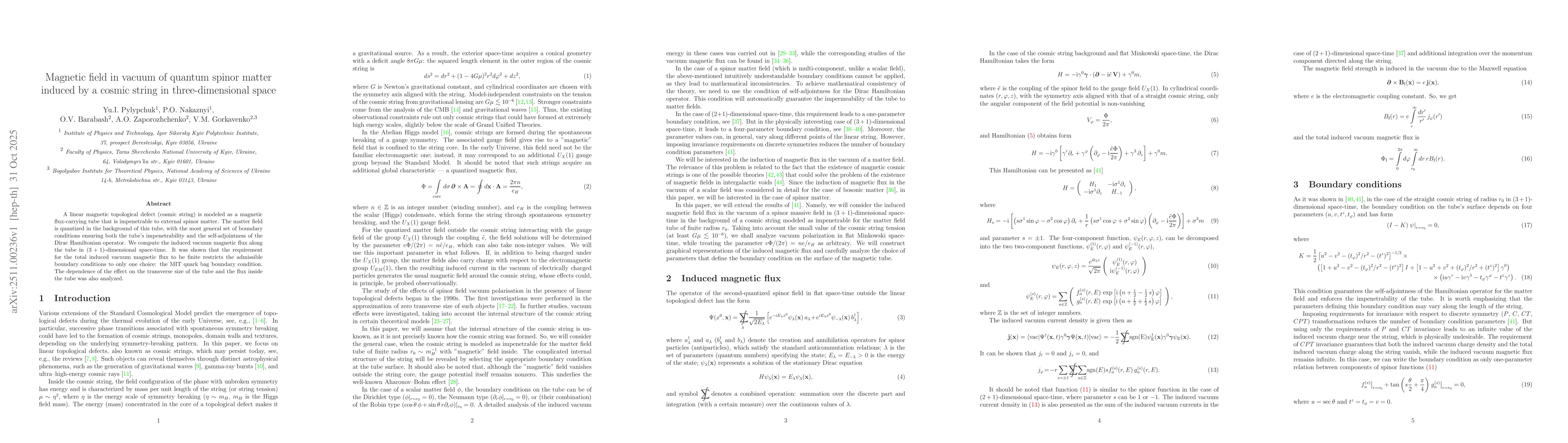 Thumbnail for Magnetic field in vacuum of quantum spinor matter induced by a cosmic string in three-dimensional space