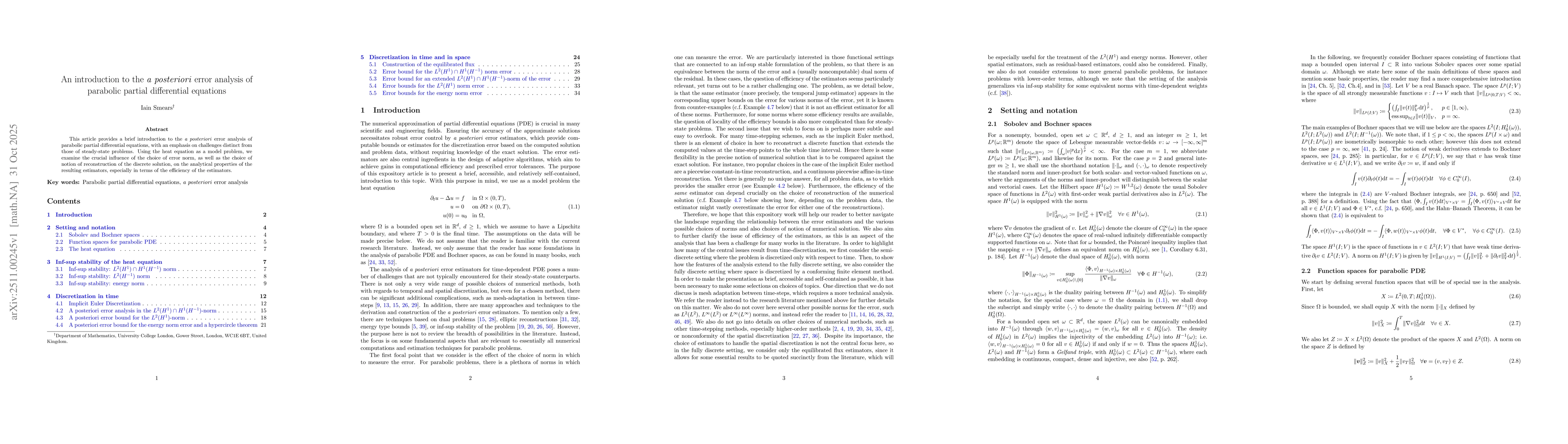 Thumbnail for An introduction to the a posteriori error analysis of parabolic partial differential equations