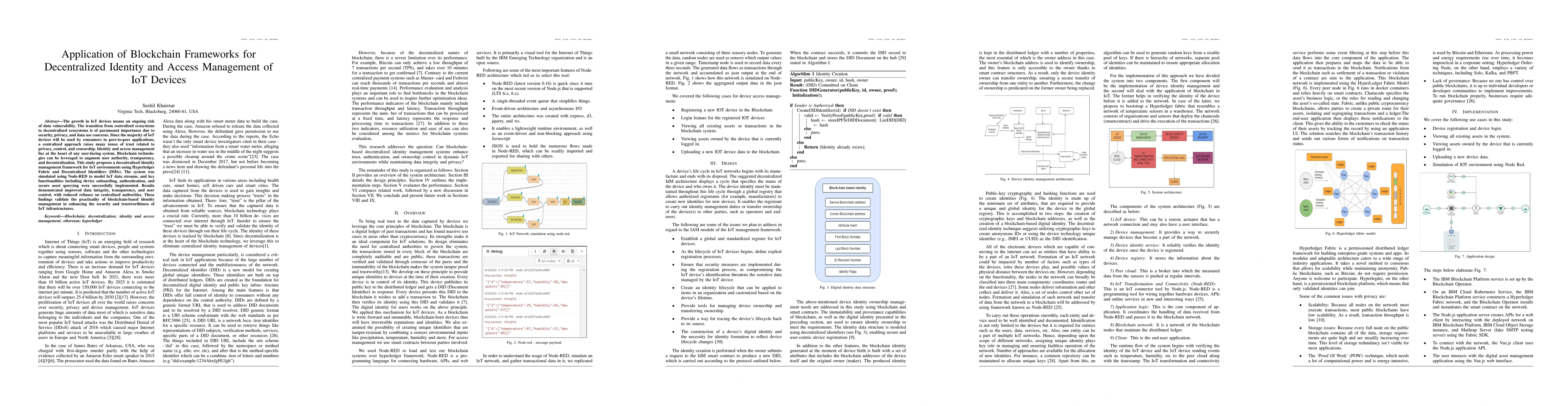 Thumbnail for Application of Blockchain Frameworks for Decentralized Identity and Access Management of IoT Devices