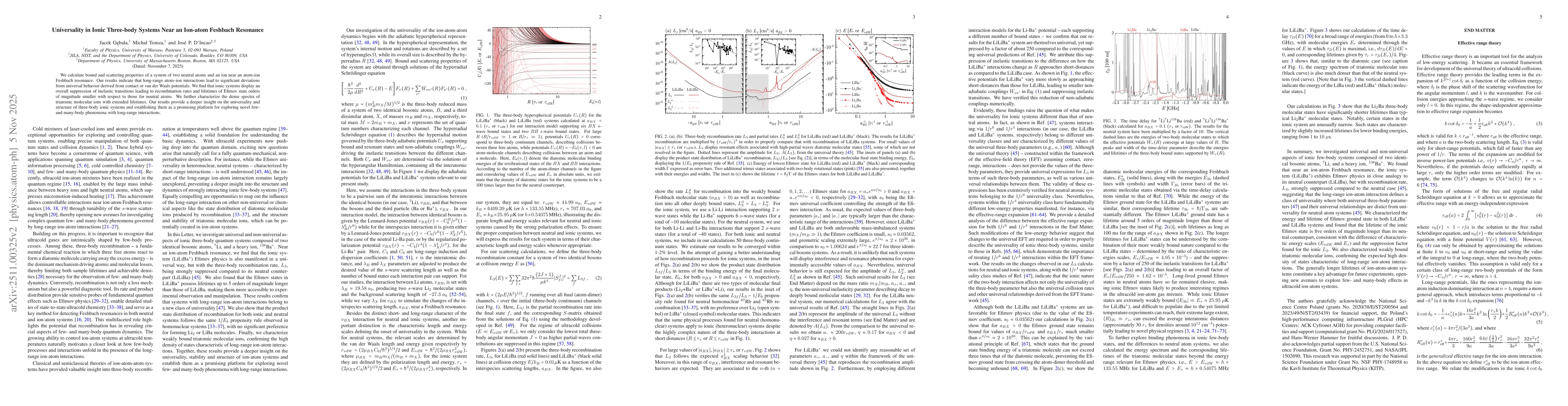 Thumbnail for Universality in Ionic Three-body Systems Near an Ion-atom Feshbach Resonance