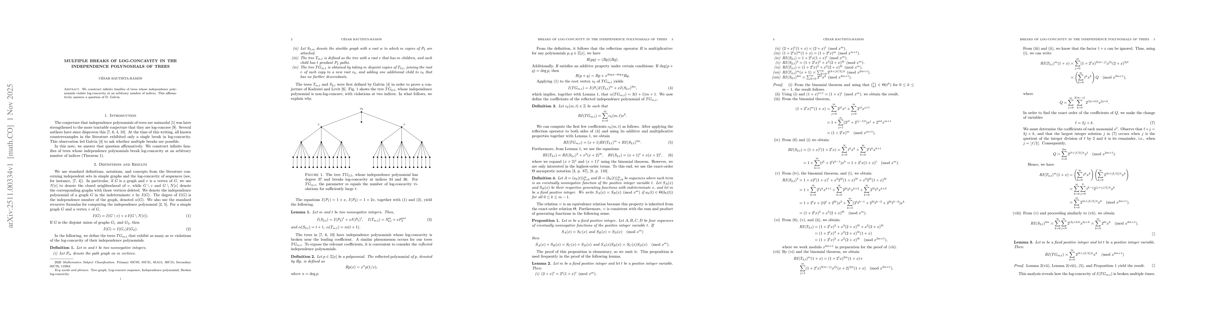 Thumbnail for Multiple breaks of log-concavity in the independence polynomials of trees