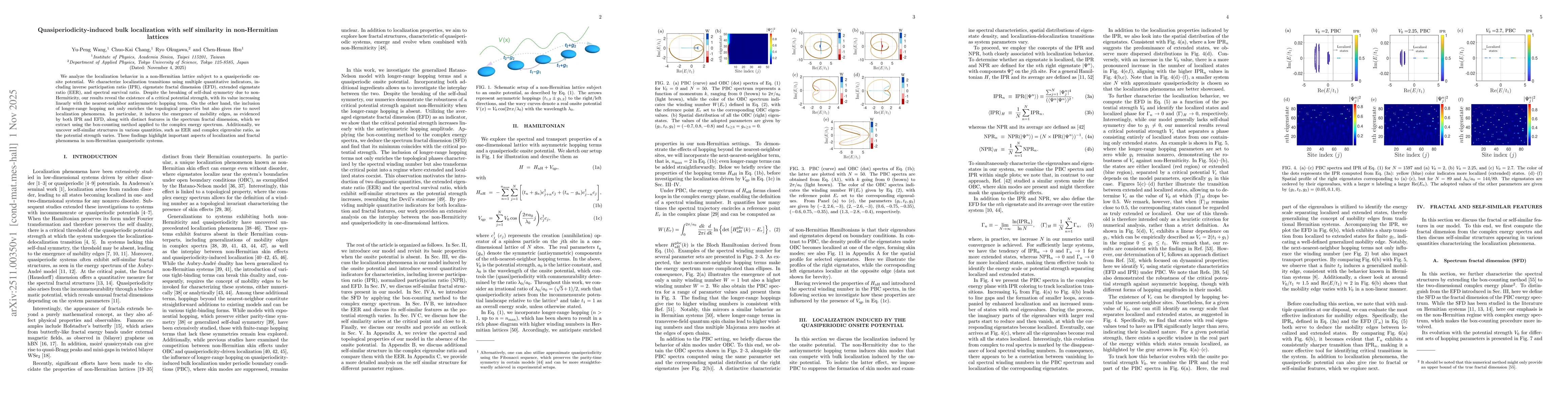 Thumbnail for Quasiperiodicity-induced bulk localization with self similarity in non-Hermitian lattices