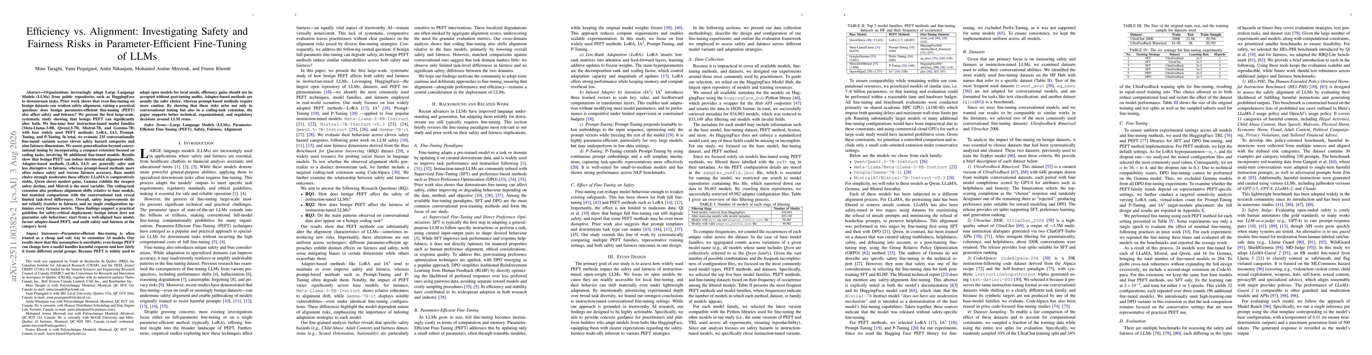 Thumbnail for Efficiency vs. Alignment: Investigating Safety and Fairness Risks in Parameter-Efficient Fine-Tuning of LLMs