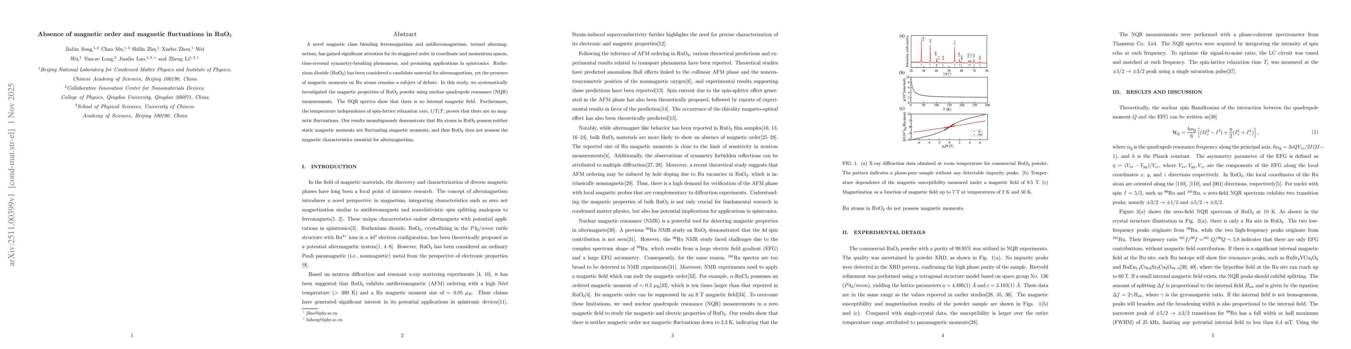 Thumbnail for Absence of magnetic order and magnetic fluctuations in RuO$_{2}$