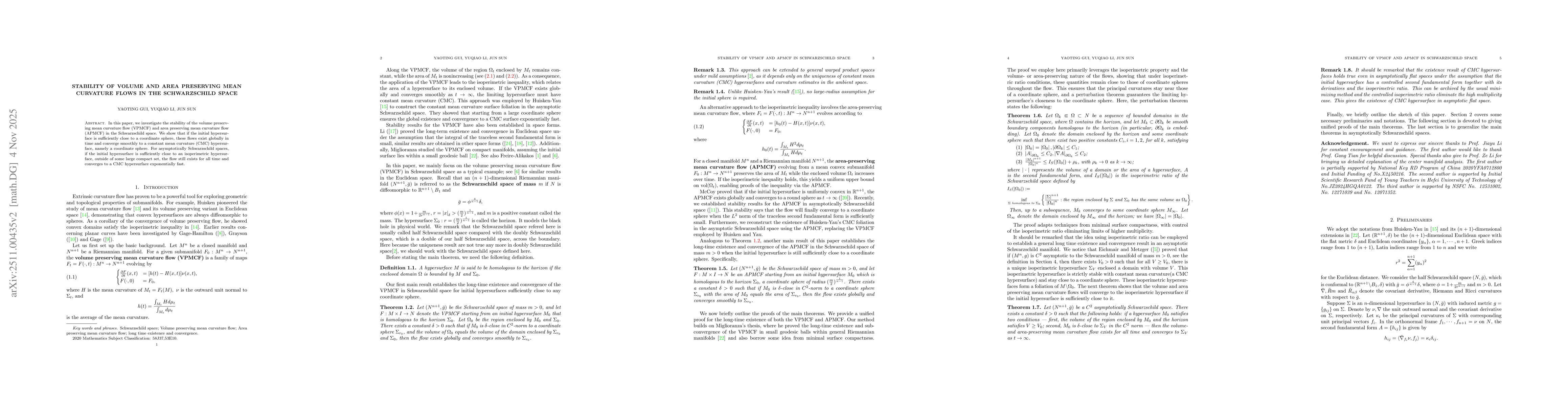 Thumbnail for Stability of volume and area preserving mean curvature flow in asymptotic Schwarzschild space