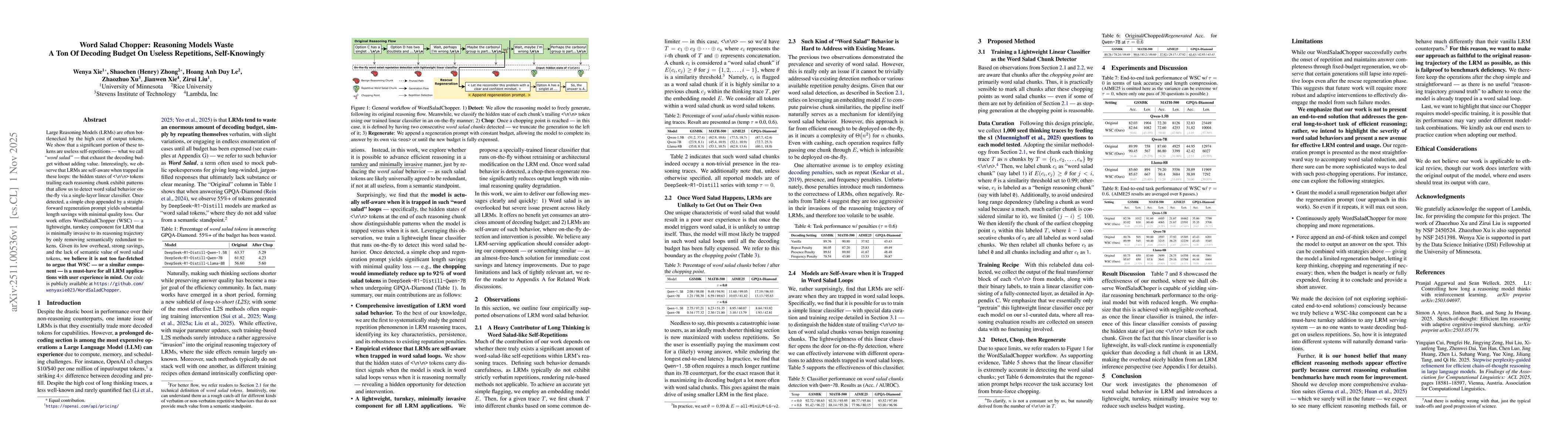 Thumbnail for Word Salad Chopper: Reasoning Models Waste A Ton Of Decoding Budget On Useless Repetitions, Self-Knowingly