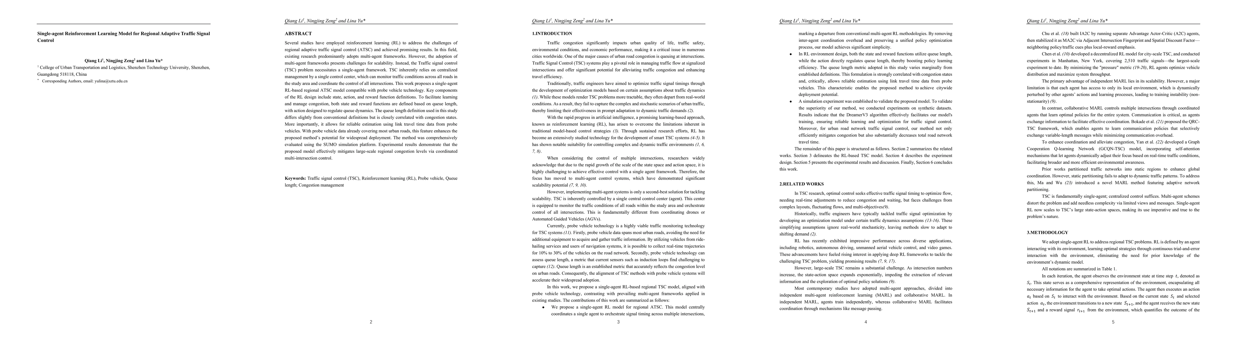 Thumbnail for Single-agent Reinforcement Learning Model for Regional Adaptive Traffic Signal Control