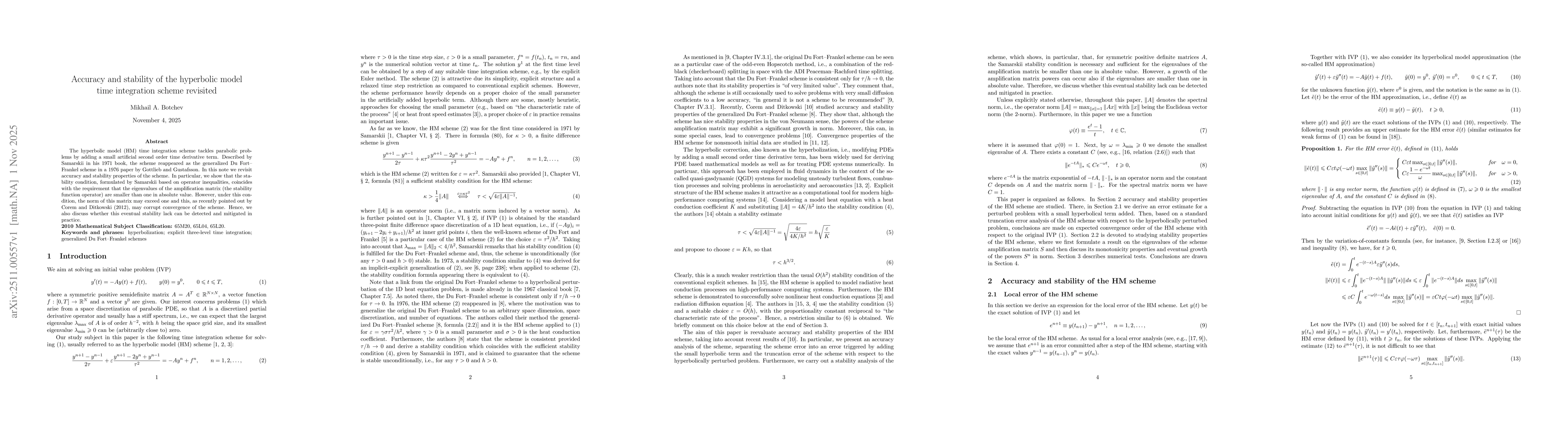 Thumbnail for Accuracy and stability of the hyperbolic model time integration scheme revisited