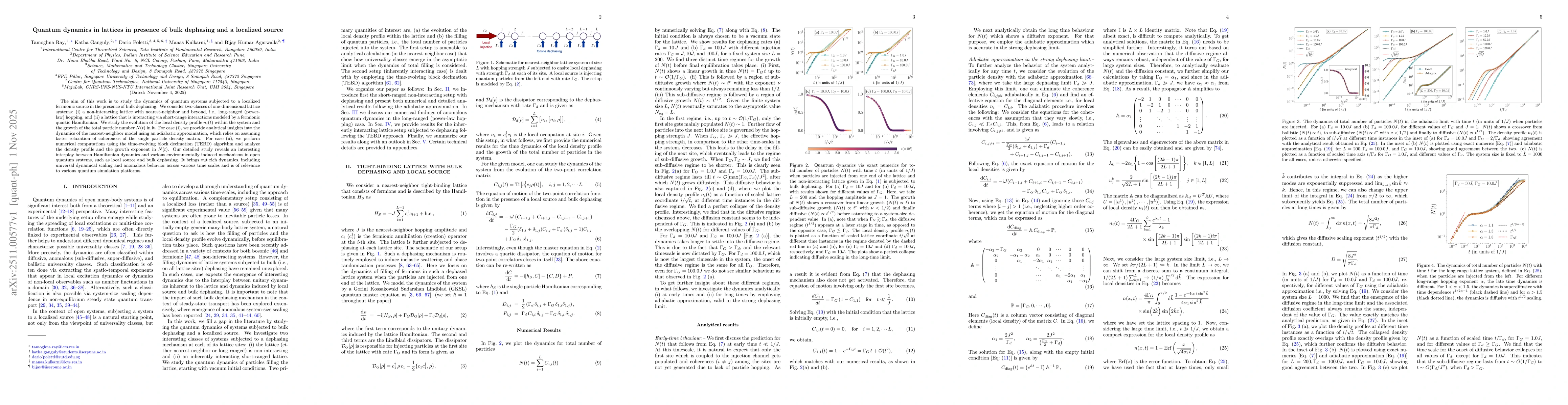 Thumbnail for Quantum dynamics in lattices in presence of bulk dephasing and a localized source