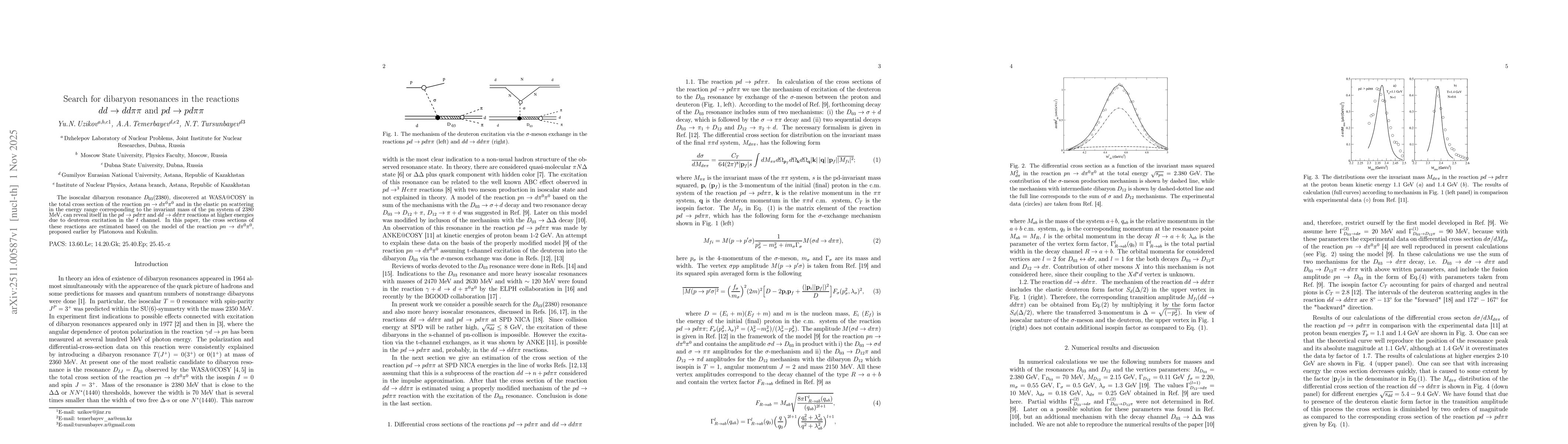 Thumbnail for Search for dibaryon resonances in the reactions $dd\to ddππ$ and $pd \to pdππ$