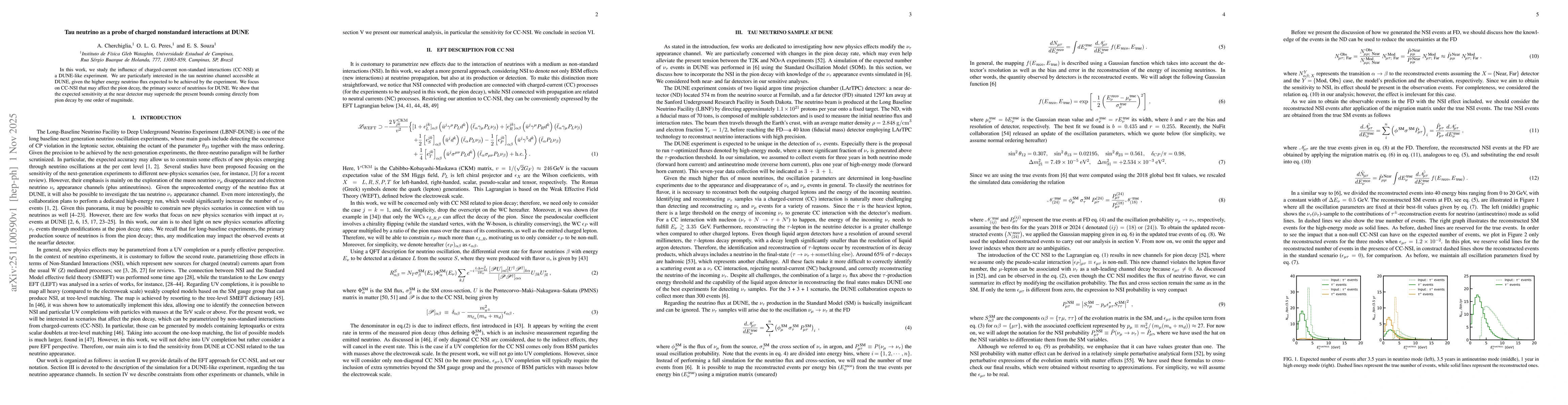 Thumbnail for Tau neutrino as a probe of charged non-standard interactions at DUNE