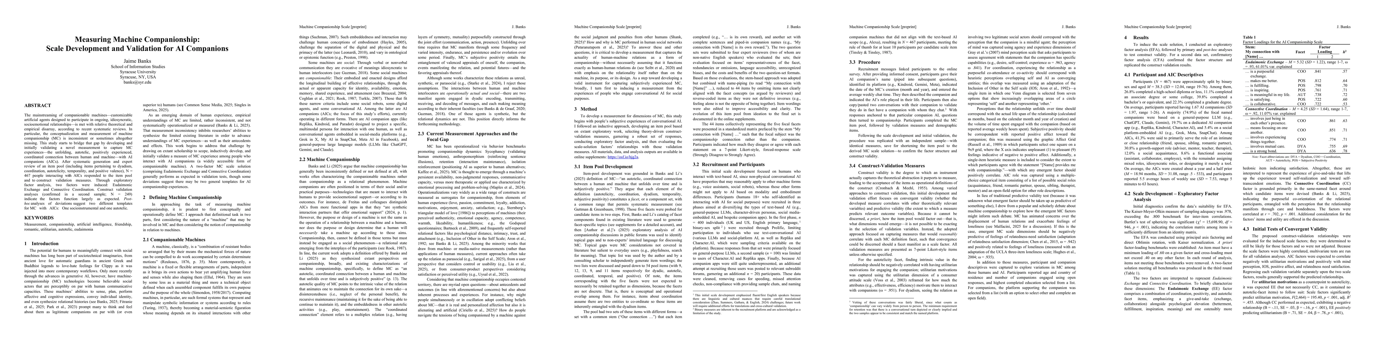 Thumbnail for Measuring Machine Companionship: Scale Development and Validation for AI Companions