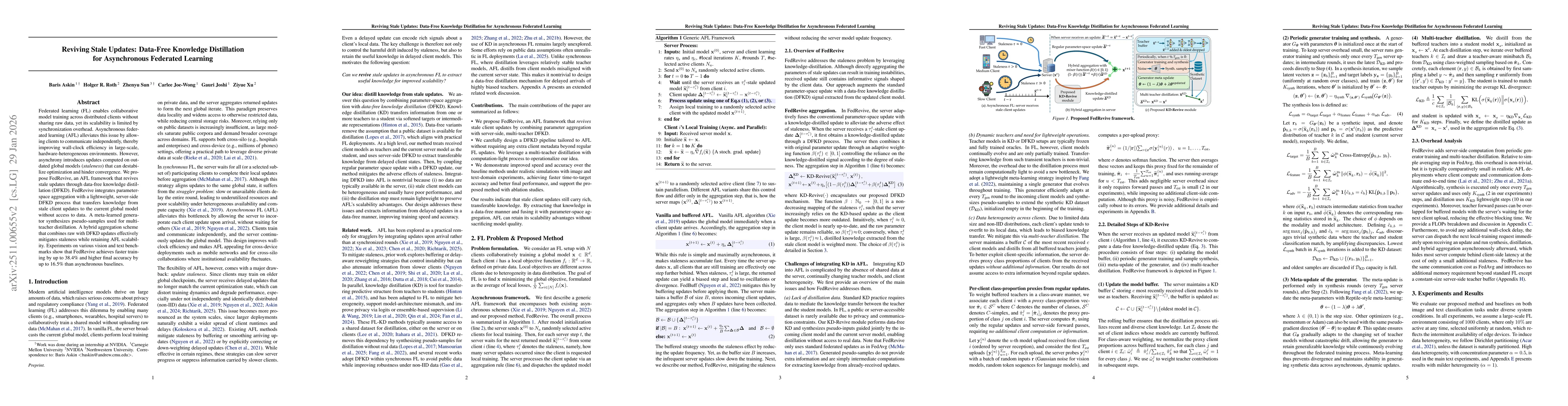 Thumbnail for Reviving Stale Updates: Data-Free Knowledge Distillation for Asynchronous Federated Learning