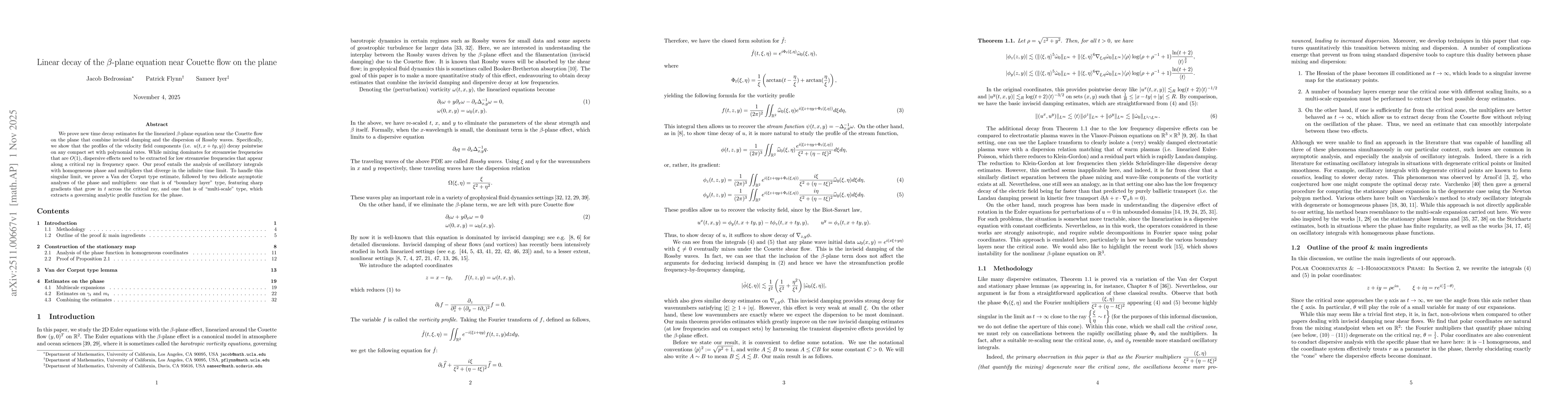 Thumbnail for Linear decay of the beta-plane equation near Couette flow on the plane