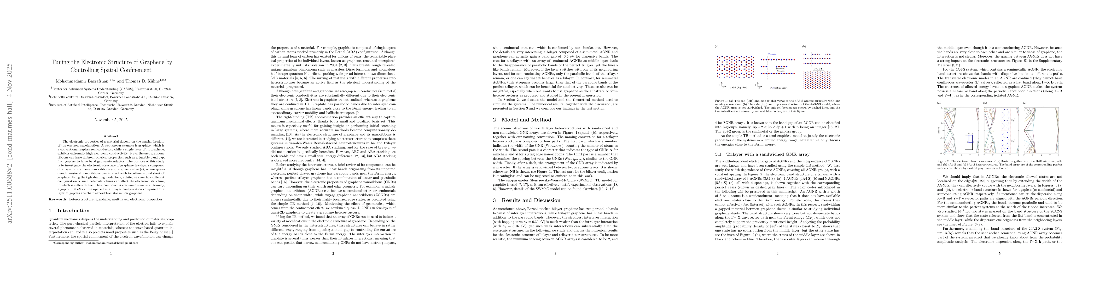 Thumbnail for Tuning the Electronic Structure of Graphene by Controlling Spatial Confinement