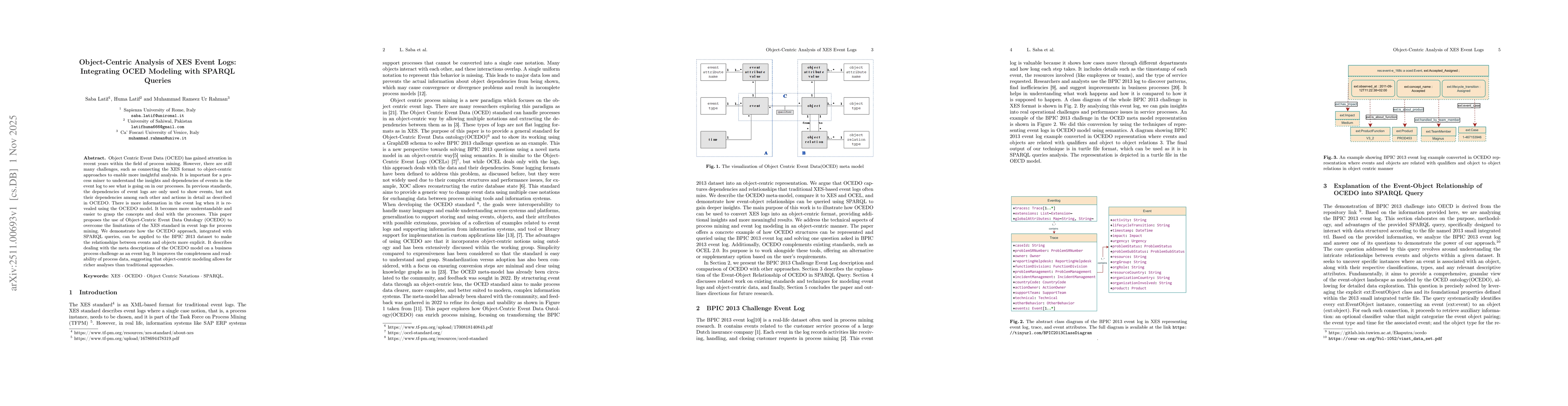Thumbnail for Object-Centric Analysis of XES Event Logs: Integrating OCED Modeling with SPARQL Queries
