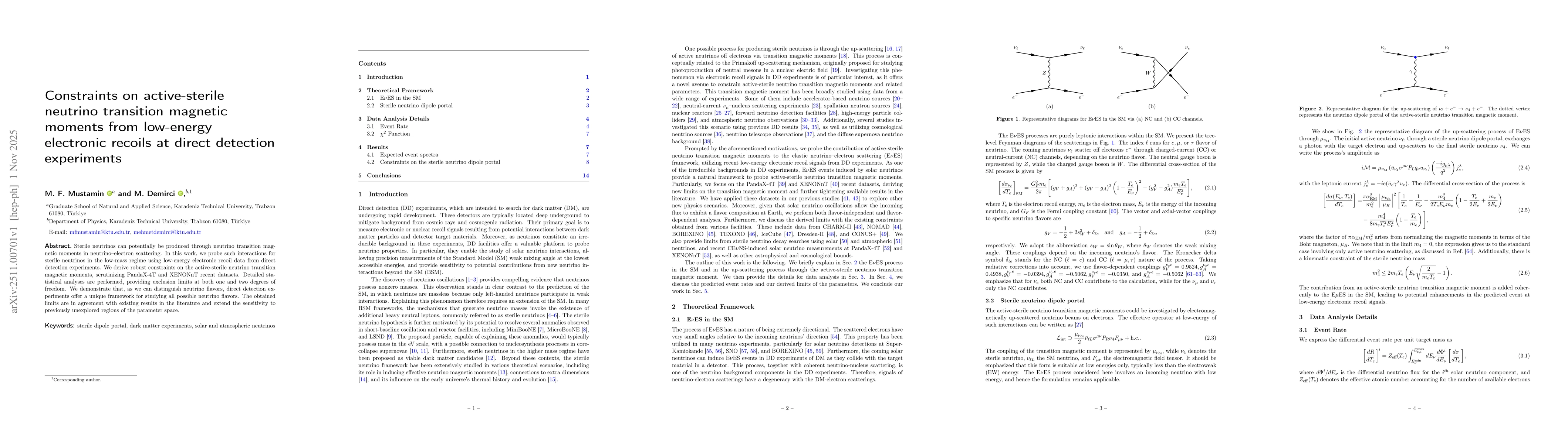 Thumbnail for Constraints on active-sterile neutrino transition magnetic moments from low-energy electronic recoils at direct detection experiments