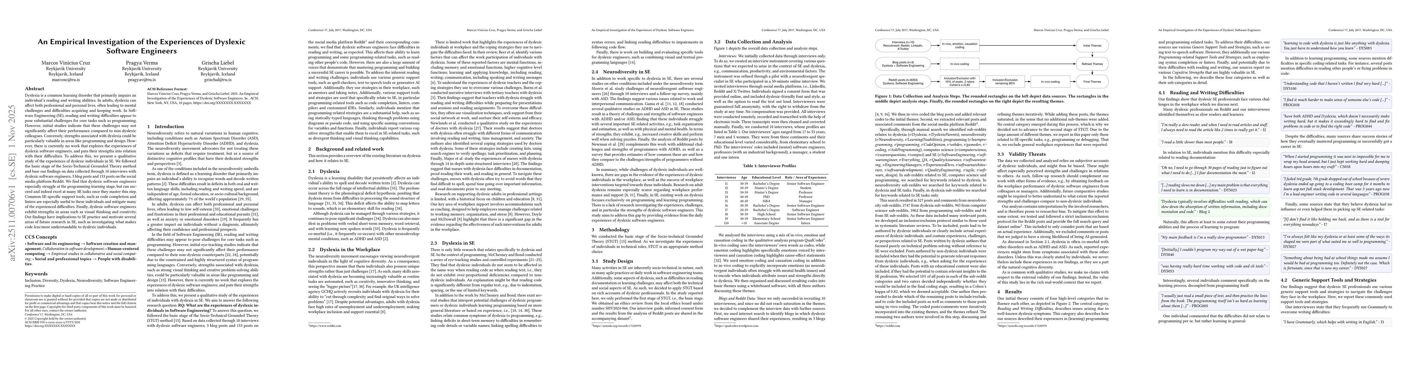 Thumbnail for An Empirical Investigation of the Experiences of Dyslexic Software Engineers