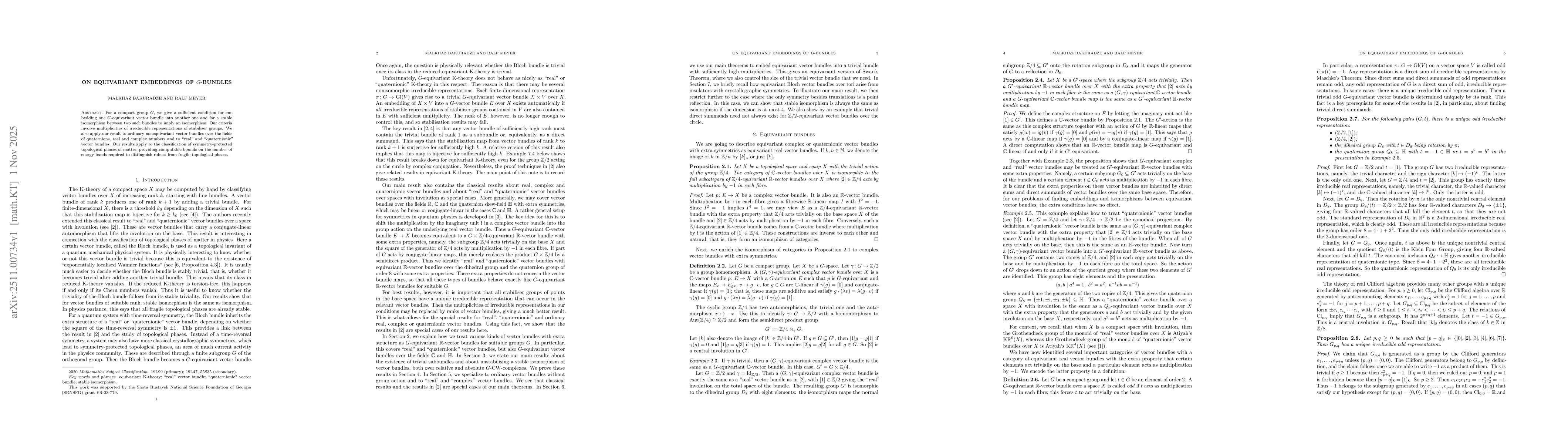 Thumbnail for On equivariant embeddings of G-bundles
