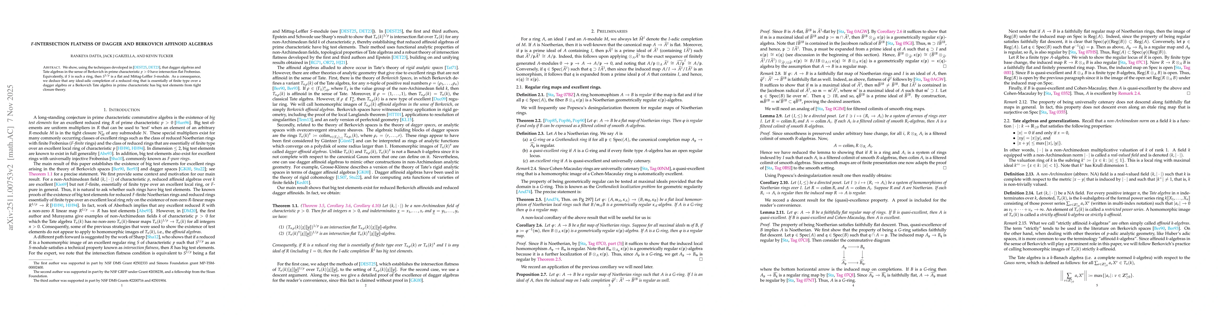 Thumbnail for $F$-intersection flatness of dagger and Berkovich affinoid algebras