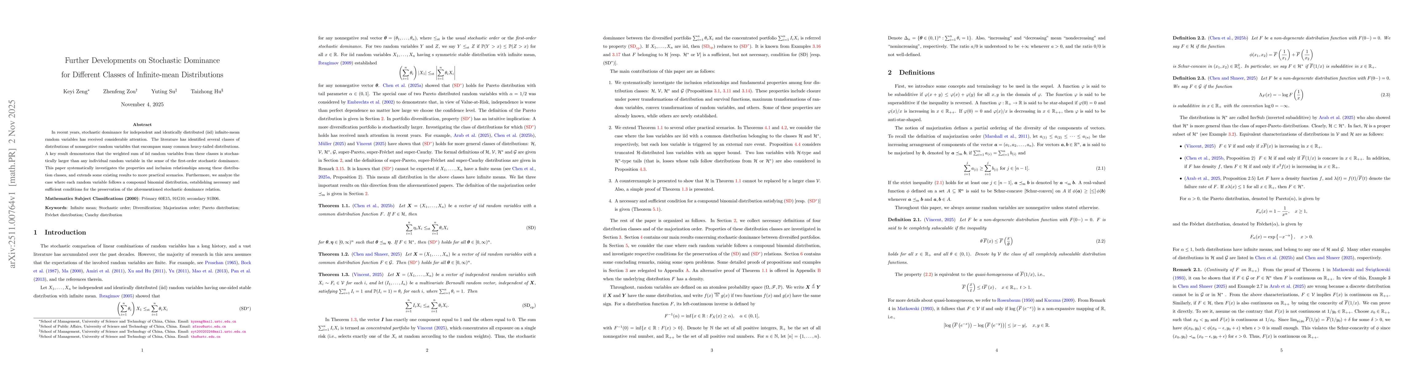 Thumbnail for Further Developments on Stochastic Dominance for Different Classes of Infinite-mean Distributions