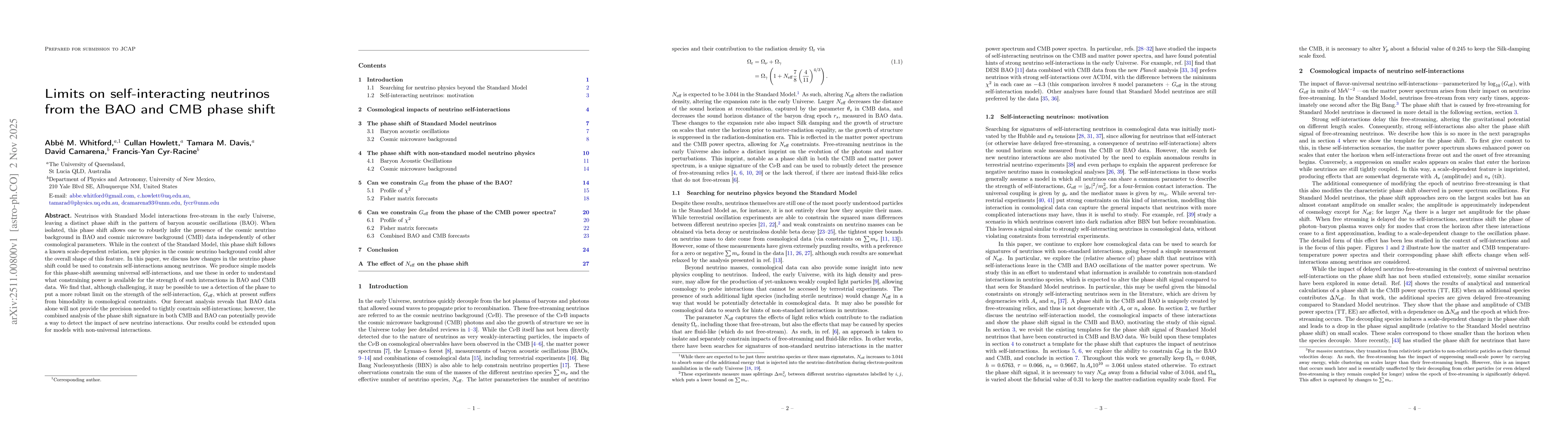 Thumbnail for Limits of self-interacting neutrinos from the BAO and CMB phase shift
