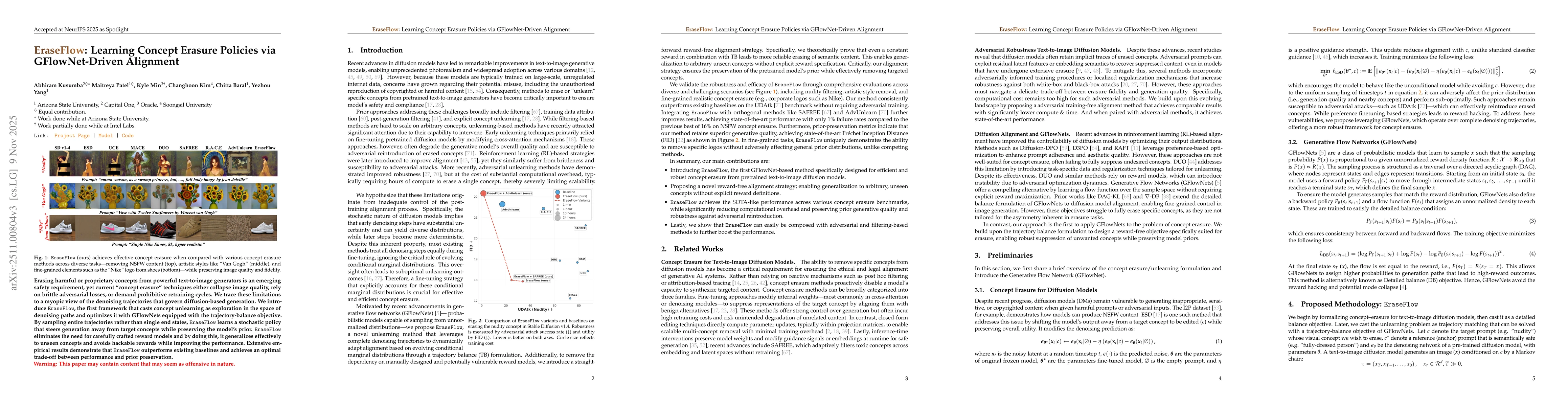 Thumbnail for EraseFlow: Learning Concept Erasure Policies via GFlowNet-Driven Alignment