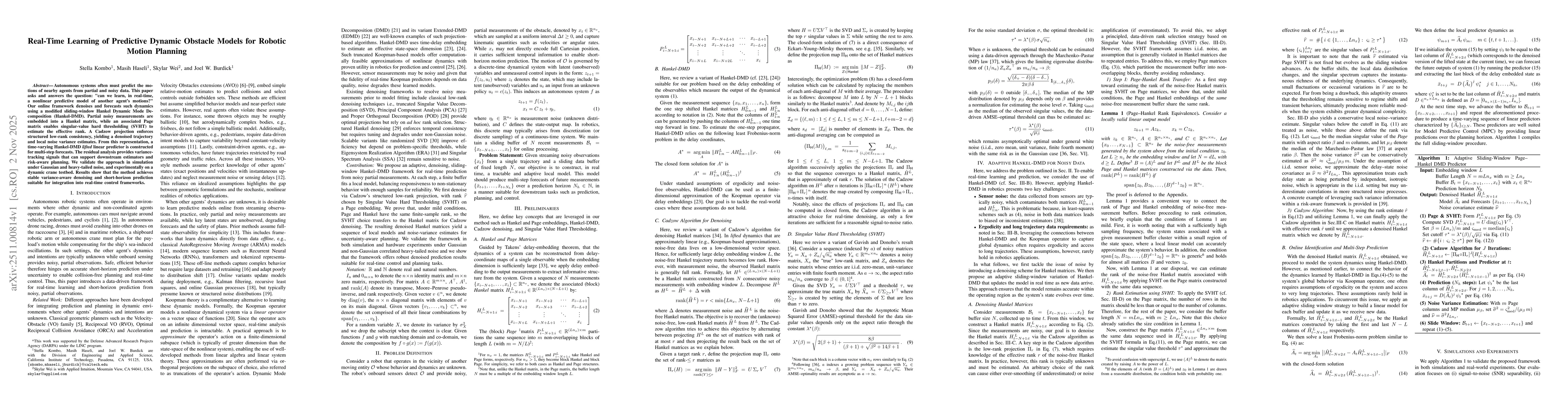 Thumbnail for Real-Time Learning of Predictive Dynamic Obstacle Models for Robotic Motion Planning