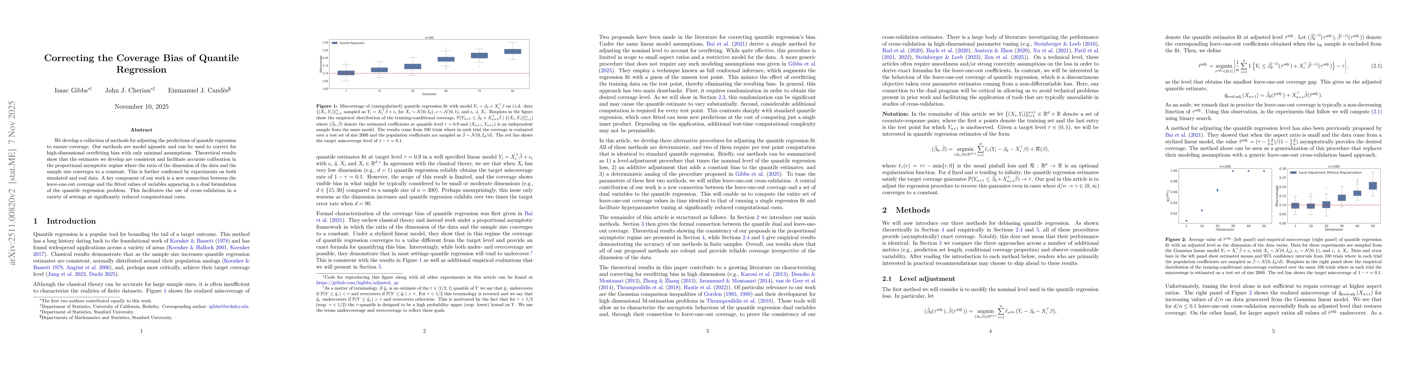 Thumbnail for Correcting the Coverage Bias of Quantile Regression