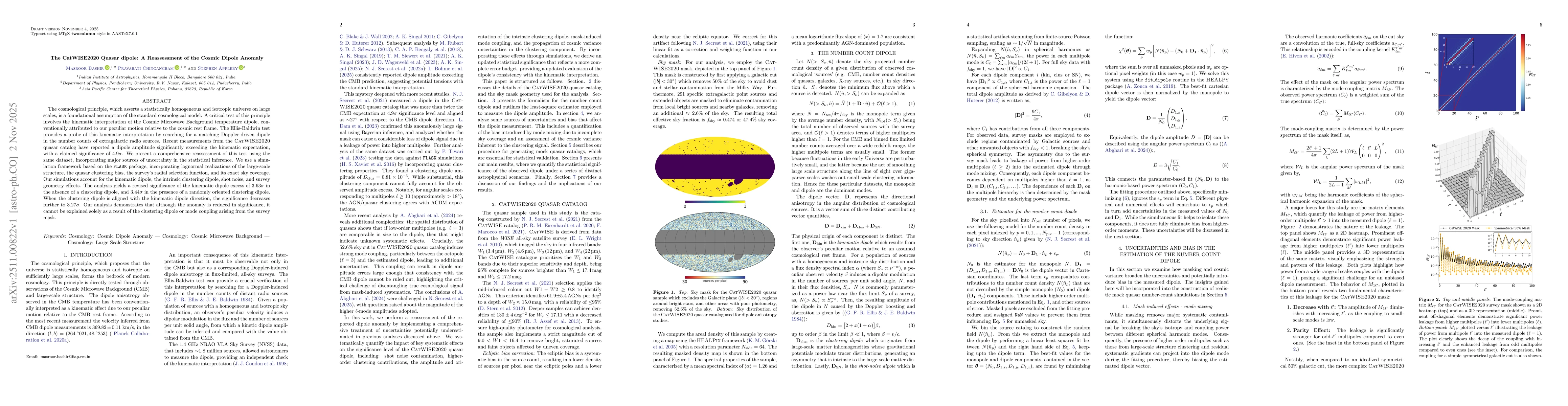 Thumbnail for The CatWISE2020 Quasar dipole: A Reassessment of the Cosmic Dipole Anomaly