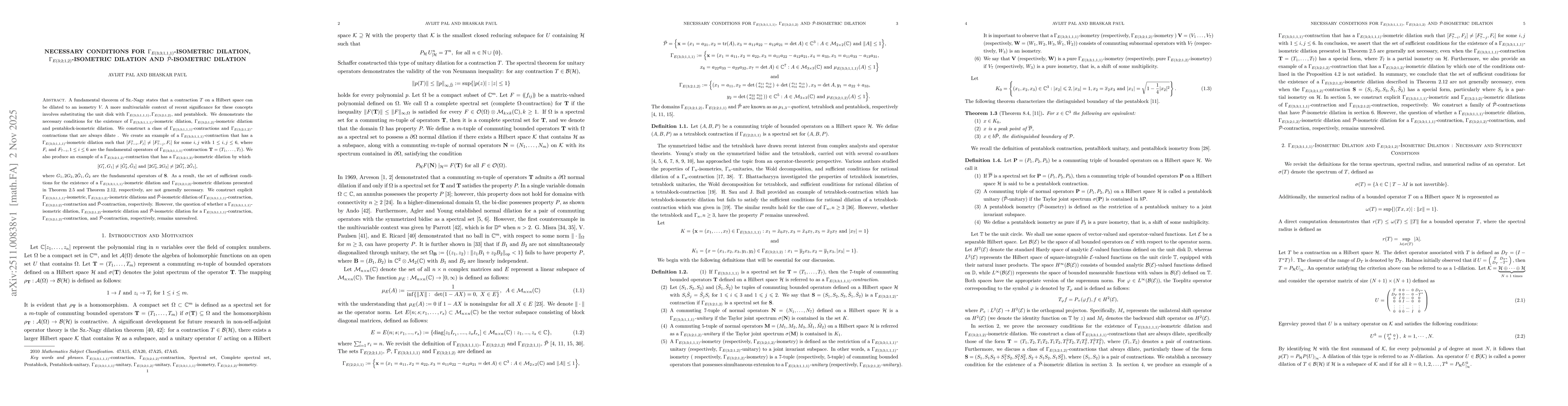 Thumbnail for Necessary Conditions for $Γ_{E(3; 3; 1, 1, 1)}$-Isometric Dilation, $Γ_{E(3; 2; 1, 2)}$-Isometric Dilation and $\mathcal{\bar{P}}$-Isometric Dilation