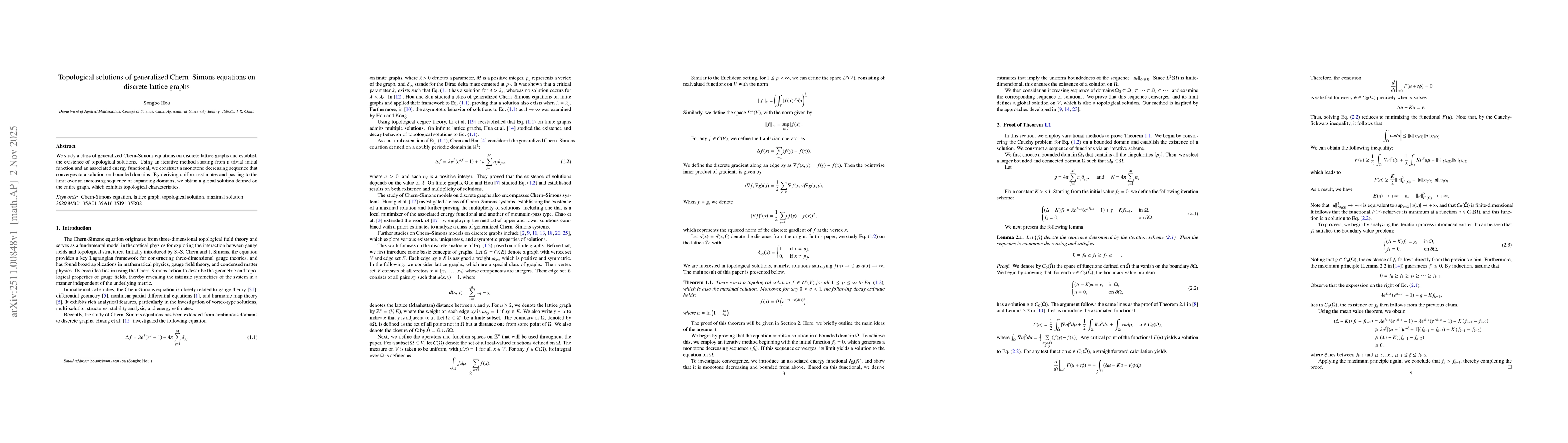 Thumbnail for Topological solutions of generalized Chern-Simons equations on discrete lattice graphs