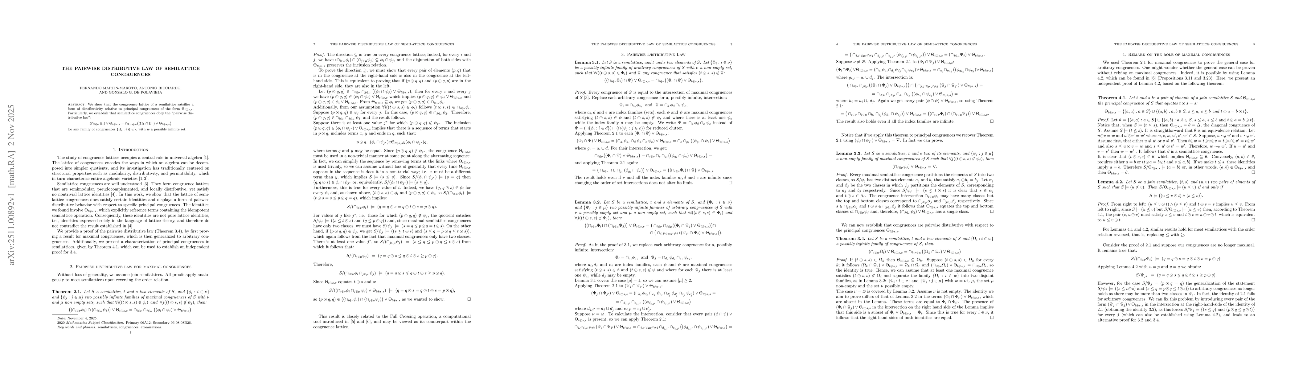 Thumbnail for The pairwise distributive law of semilattice congruences
