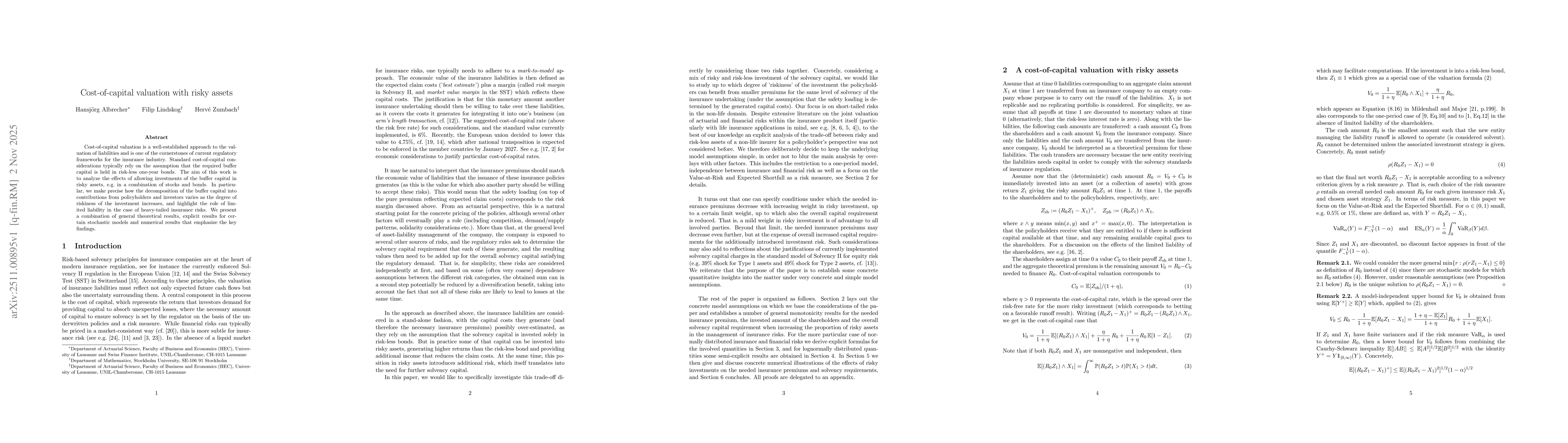 Thumbnail for Cost-of-capital valuation with risky assets
