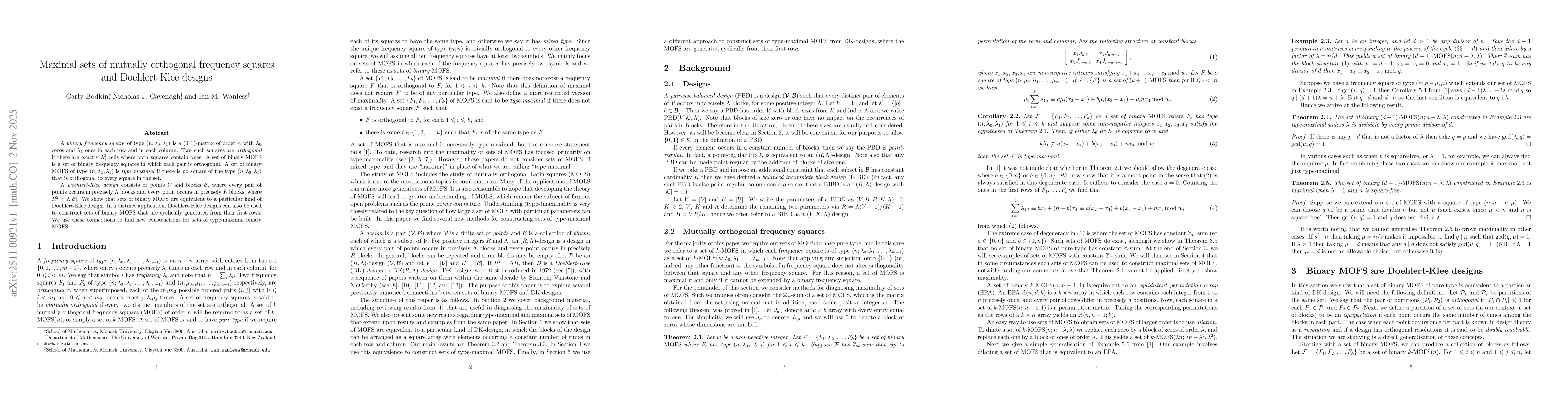 Thumbnail for Maximal sets of mutually orthogonal frequency squares and Doehlert-Klee designs
