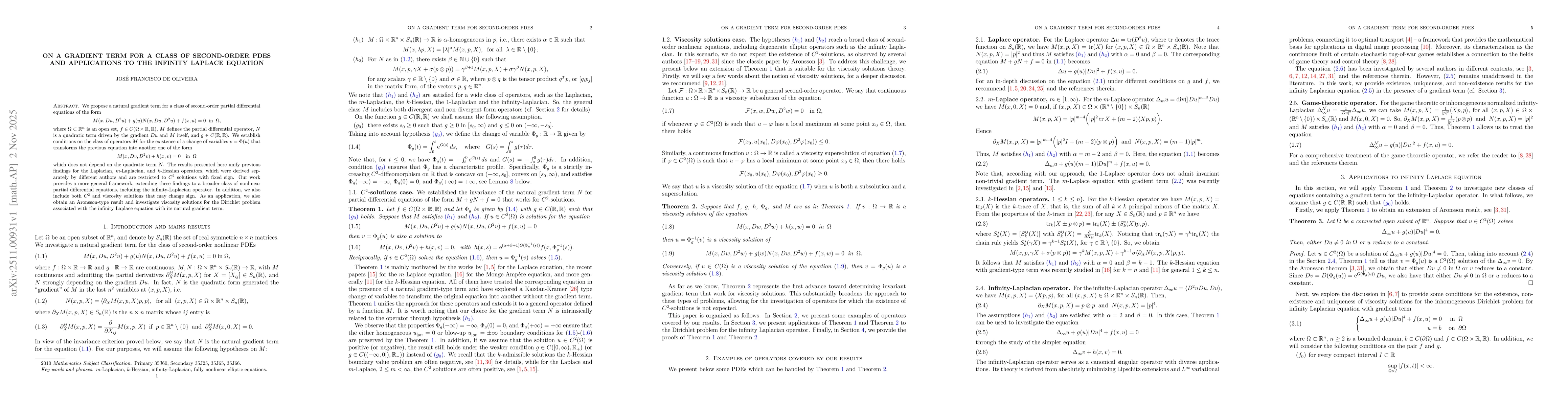 Thumbnail for On a gradient term for a class of second-order PDEs and applications to the infinity Laplace equation