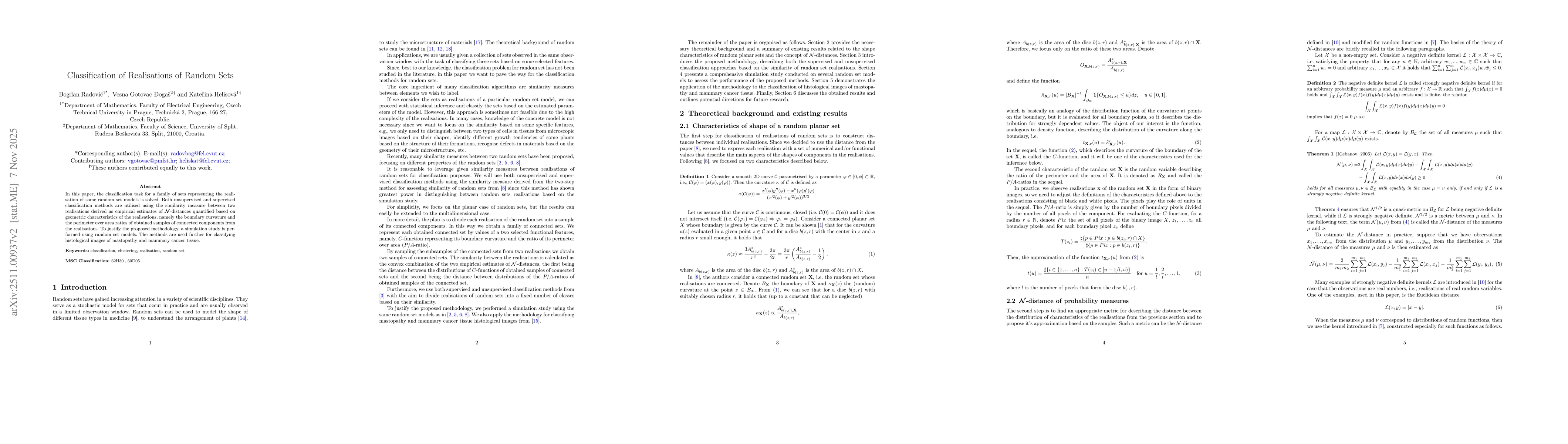 Thumbnail for Classification of realisations of random sets