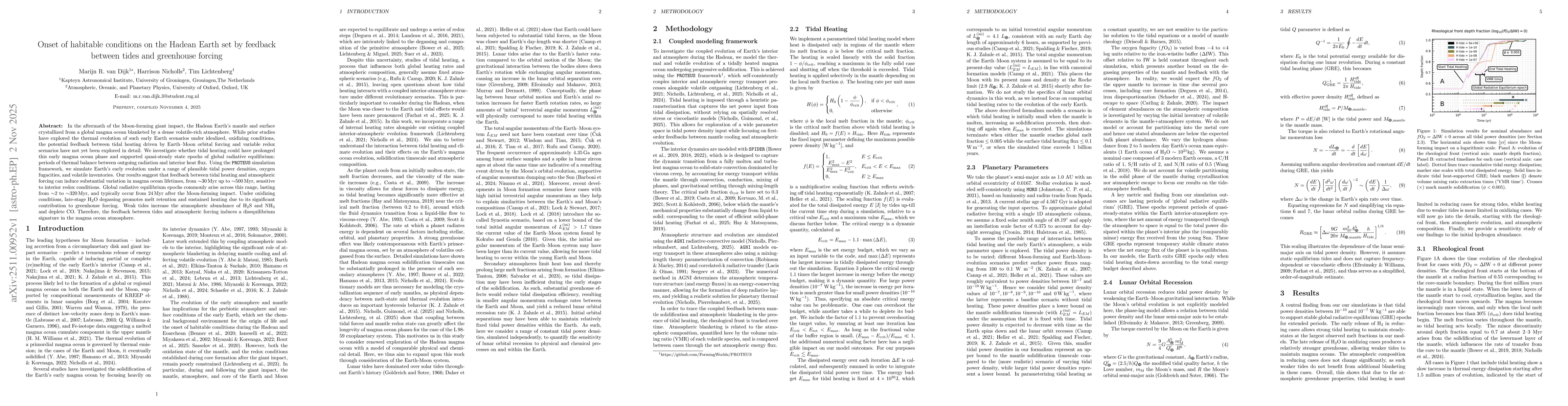 Thumbnail for Onset of habitable conditions on the Hadean Earth set by feedback between tides and greenhouse forcing