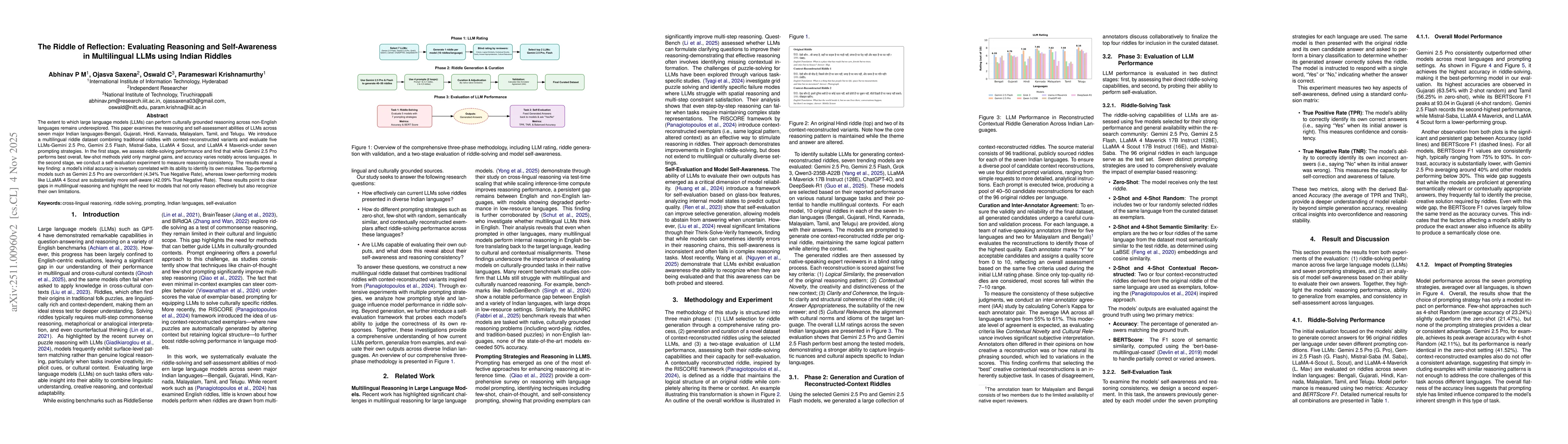Thumbnail for The Riddle of Reflection: Evaluating Reasoning and Self-Awareness in Multilingual LLMs using Indian Riddles