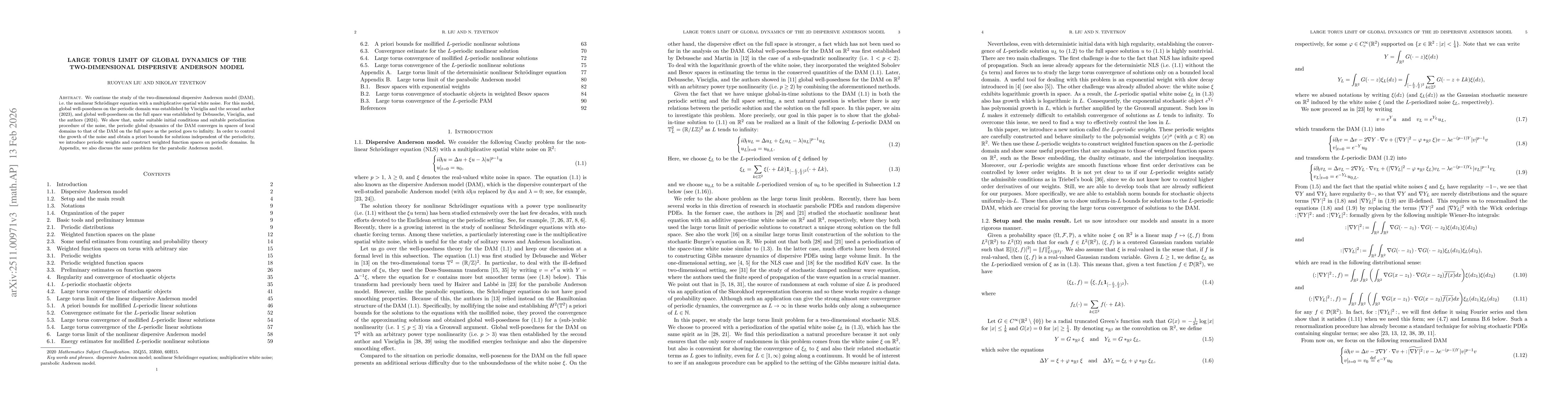 Thumbnail for Large torus limit of global dynamics of the two-dimensional dispersive Anderson model