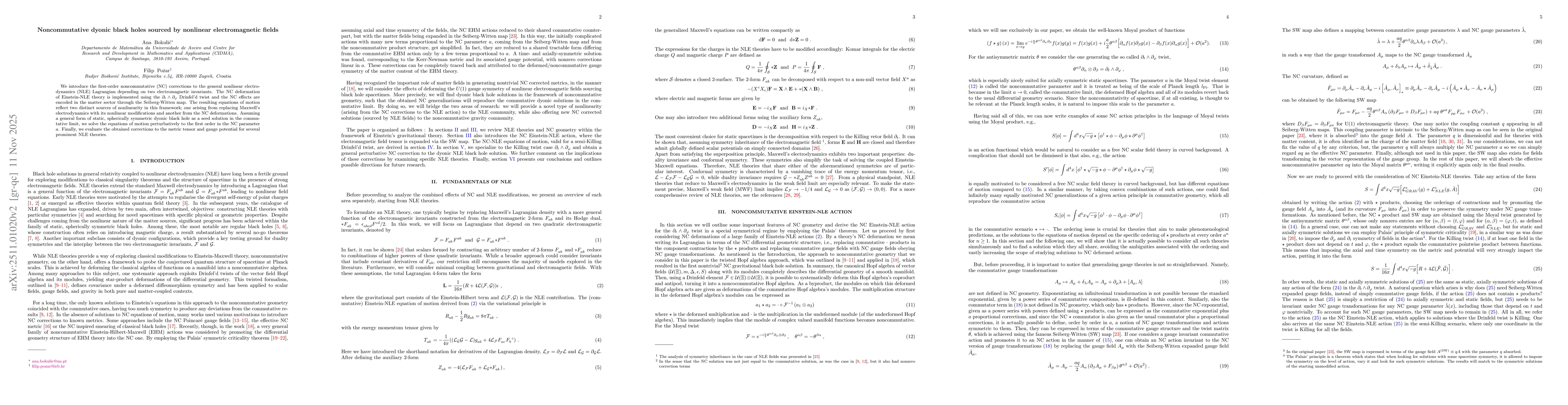 Thumbnail for Noncommutative dyonic black holes sourced by nonlinear electromagnetic fields