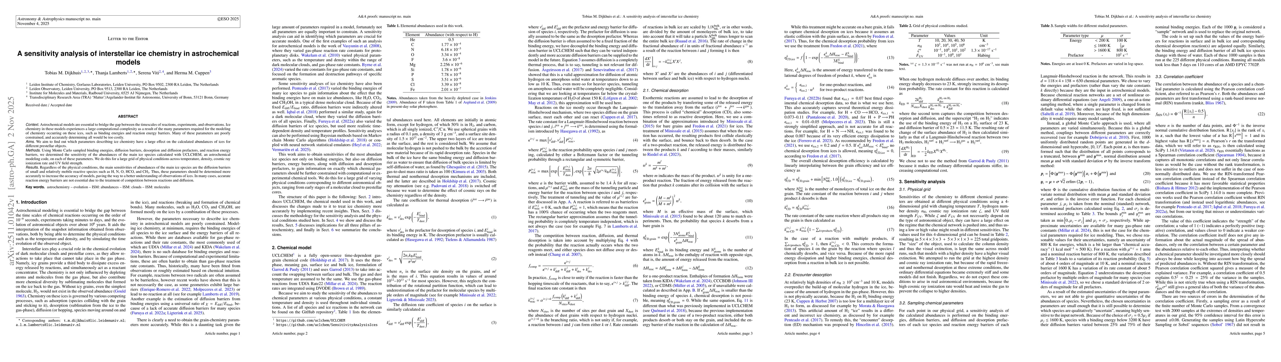 Thumbnail for A sensitivity analysis of interstellar ice chemistry in astrochemical models